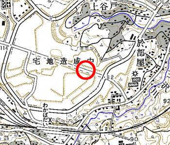東京都稲城市付近の地形図