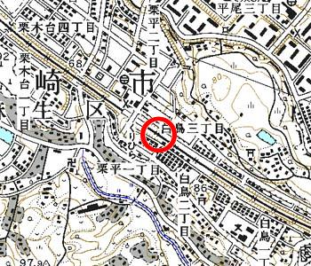 川崎市麻生区付近の地形図