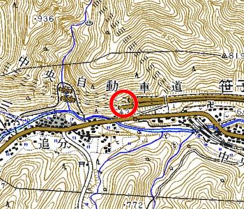 山梨県大月市付近の地形図