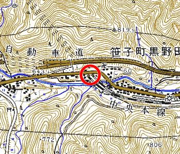 山梨県大月市付近の地形図