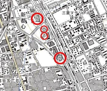 さいたま新都心付近の地形図