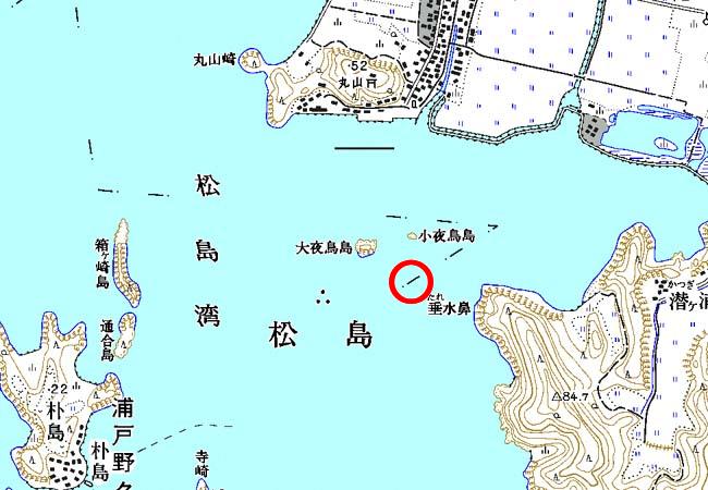 宮城県松島湾付近の地形図