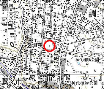 東京都調布市付近の地形図