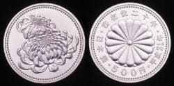 天皇陛下御在位２０年記念５百円ニッケル黄銅貨幣