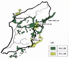 国立公園・県立公園分布図