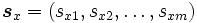\boldsymbol {s}_x=   (s_{x1},s_{x2},\ldots , s_{xm})\, 