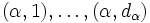 (\alpha,1), \ldots, (\alpha,d_\alpha)\, 