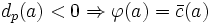 d_p(a)<0 \Rightarrow \varphi(a)=\bar {c}(a)\, 