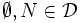 \emptyset,N\in \mathcal{D}\,