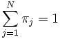 \sum_{j=1}^N \pi_j = 1 \, 