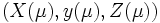 (X(\mu), y(\mu), Z(\mu))\, 