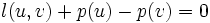 l(u,v)+p(u)-p(v)=0\, 
