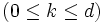 (0 \le k\le d)\, 