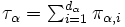 \textstyle \tau_\alpha=\sum_{i=1}^{d_\alpha} \pi_{\alpha,i}\, 