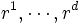 r^1,\cdots,r^d\, 