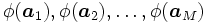 \phi(\boldsymbol{a}_{1}),\phi(\boldsymbol{a}_{2}),\ldots,\phi(\boldsymbol{a}_{M})\, 
