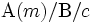\mbox{A}(m)/\mbox{B}/c