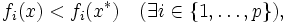 f_i(x) < f_i(x^*) \quad (\exists i \in \{1, \ldots , p \}),