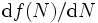 {\mathrm {d}}f(N)/{\mathrm {d}}N\, 
