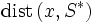 \mathrm{dist} \, (x, S^*) \,