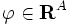 \varphi\in\mathbf {R}^A\, 