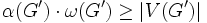 \alpha(G')\cdot\omega(G') \geq |V(G')|\, 