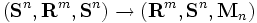 ({\mathbf S}^n,{\mathbf R}^m,{\mathbf S}^n)\rightarrow({\mathbf R}^m,{\mathbf S}^n,{\mathbf M}_n)\, 