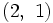 (2, \ 1)\, 
