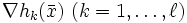\nabla h_k(\bar{x})\  (k=1,\dots,\ell)