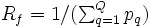 \textstyle R_f =1/(\sum_{q=1}^Q p_q)\, 