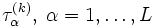 \tau_\alpha^{(k)},\; \alpha=1,\ldots,L\, 