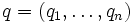 q=( q_1, \ldots , q_n)\, 