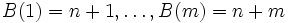 B(1)=n+1,\ldots,B(m)=n+m