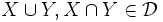 X\cup Y, X\cap Y\in\mathcal {D}\, 