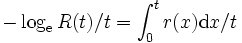 -\log_{\rm e} R(t)/t = \int_0^t r(x){\rm d}x/t \,
