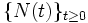 \{N(t)\}_{t\ge0} \,
