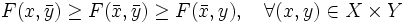 
F(x,\bar{y})\ge{F(\bar{x},\bar{y})}\ge{F(\bar{x},y)}, \quad 
\forall (x,y) \in X\times Y
\, 