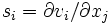 s_i=\partial v_i/\partial x_j