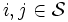 i,j \in \mathcal{S} \,