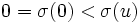 0=\sigma{(0)}<\sigma{(u)} \,