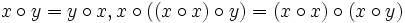x \circ  y = y \circ  x,x \circ  ((x \circ  x) \circ  y) = (x \circ  x) \circ  (x \circ  y)\,