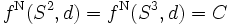 f^{{\rm N}}(S^{2}, d)=f^{{\rm N}}(S^{3}, d)=C\, 