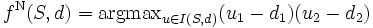 f^{\rm N}(S, d)= {\rm argmax}_{u\in I(S, d)}(u_{1}-d_{1})(u_{2}-d_{2})\, 