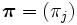 \boldsymbol{\pi}=(\pi_j)\, 