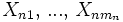 X_{n1}, \, ..., \, X_{nm_n}\,