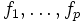 f_1, \ldots ,f_p\,