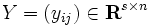 Y=(y_{ij})\in \mathbf{R}^{s \times n}\,