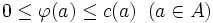 0 \leq \varphi(a) \leq c(a) \; \;   (a \in A)\, 