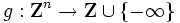 g: {\mathbf Z}^{n} \to {\mathbf Z} \cup \{ -\infty \}\,