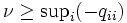 \textstyle \nu \geq \sup_{i} (-q_{ii}) \,